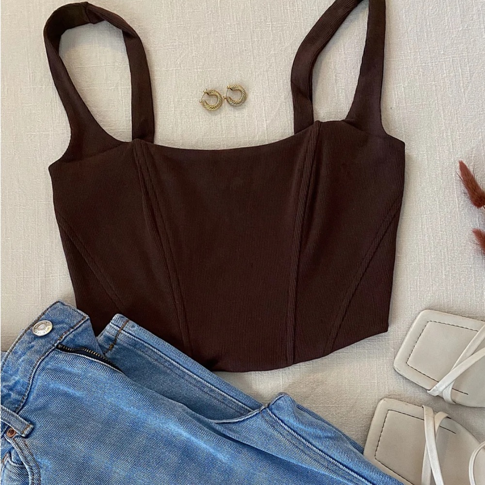 Somewhere in LA Brown Corset Top Size XS